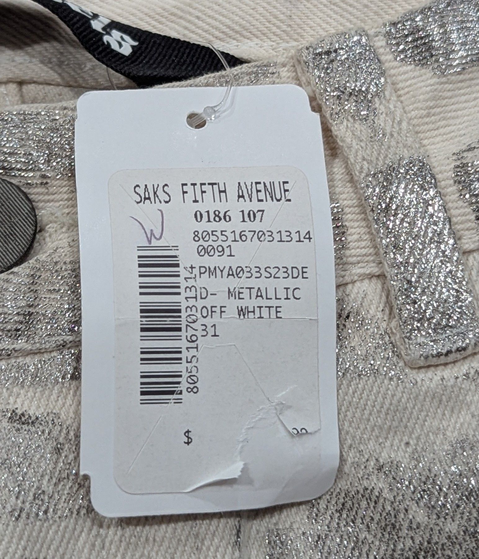 Palm Angels Palms Angels Metallic Washed 5-Pocket Jeans Off-White 31 Size US 31 - 10 Thumbnail