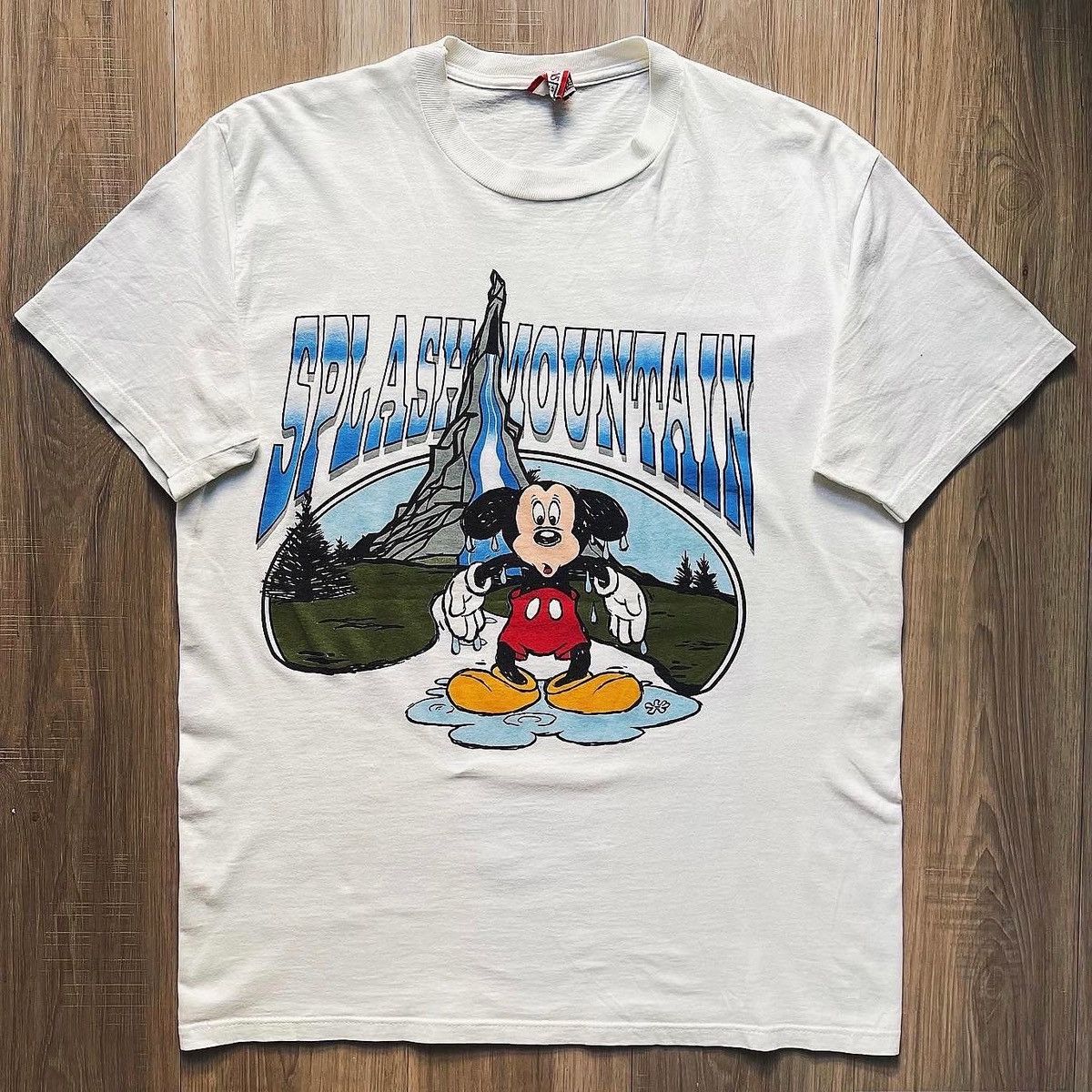 image of Vintage 90's Disney Splash Mountain Ride Tee in White, Men's (Size Large)