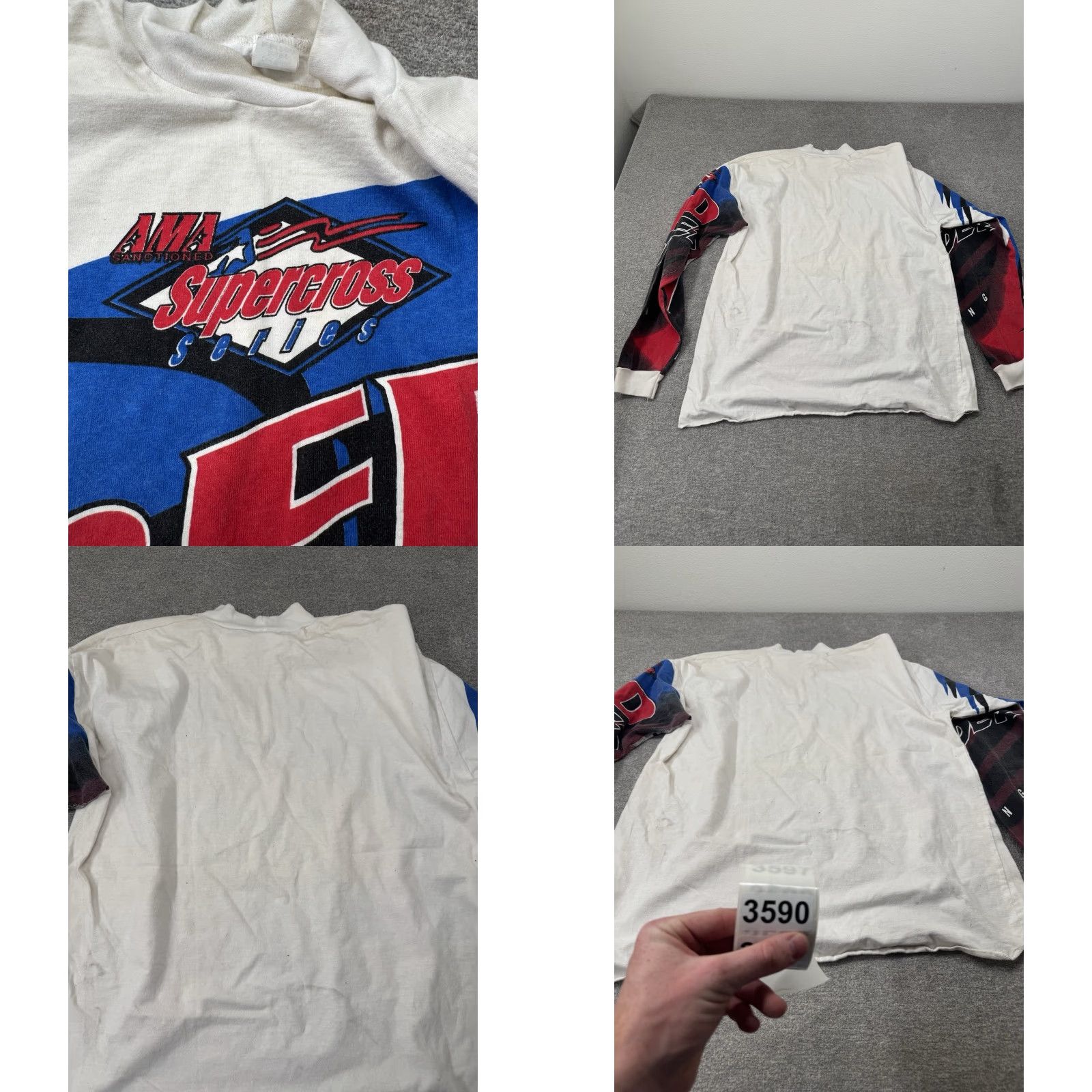 Vintage VINTAGE SCOTT STRATEGIC GEAR Supercross Series Red Rider Motocross T Shirt XL White Mens Long Sleeve Cotton Sleeve Graphic 90s Size US XL / EU 56 / 4 - 8 Thumbnail