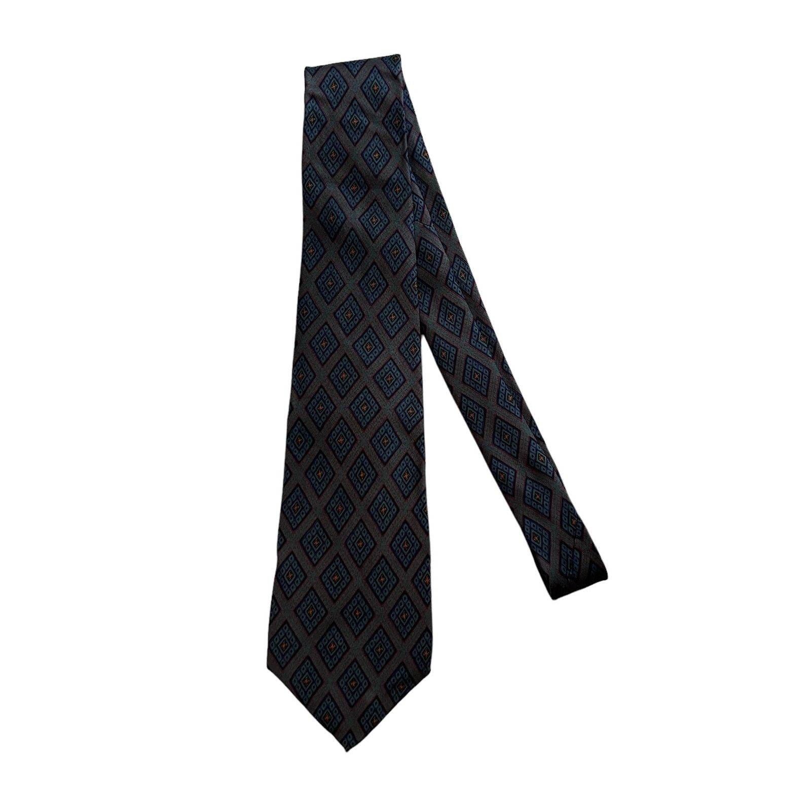 Robert Talbott Robert Talbott Gray Burgundy Blue Yellow Geometric Silk Tie Size ONE SIZE - 4 Thumbnail