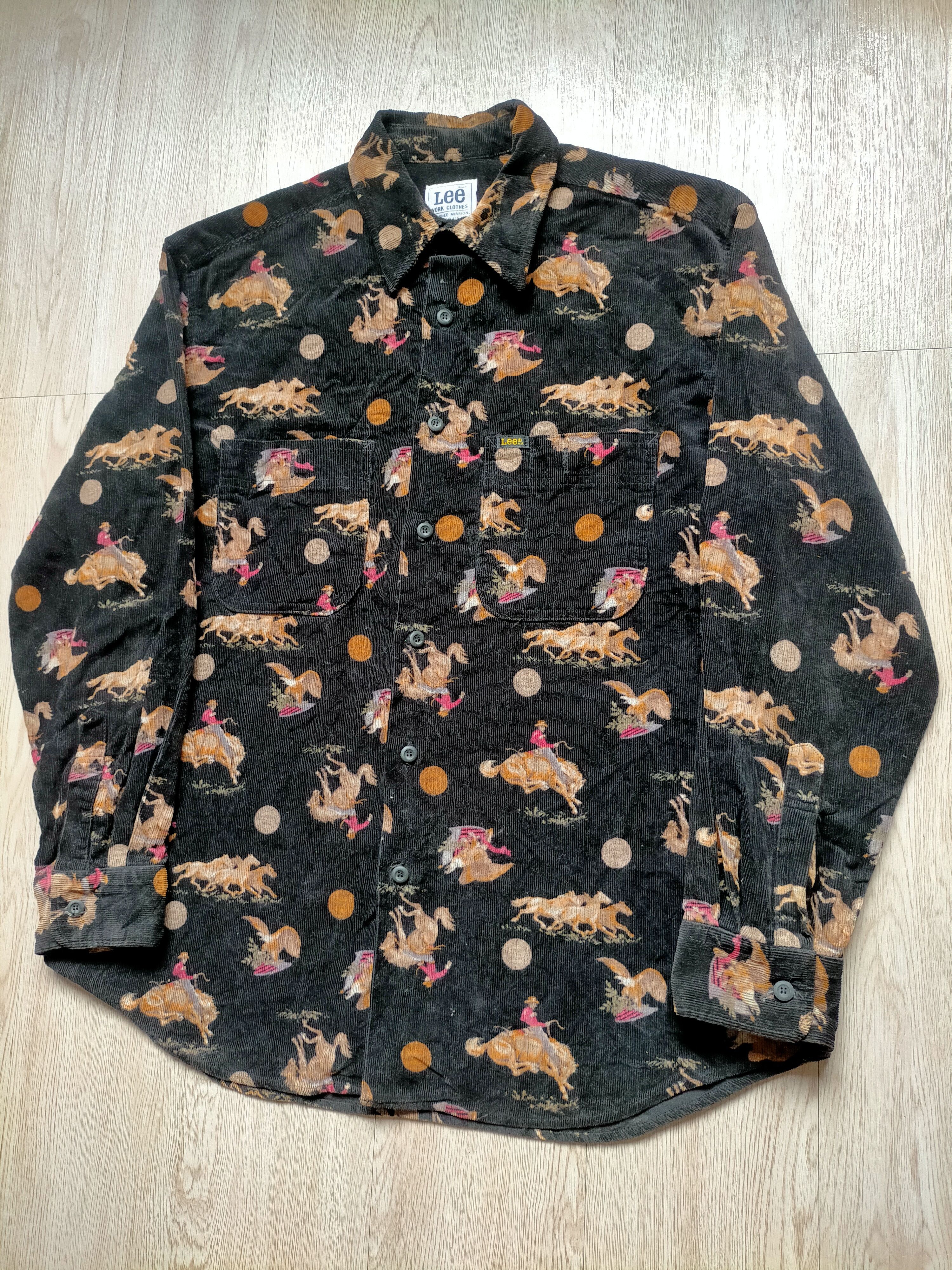 Lee 🔥Rare Lee Coudroy Full print Work shirt button ups Size US L / EU 52-54 / 3 - 4 Thumbnail