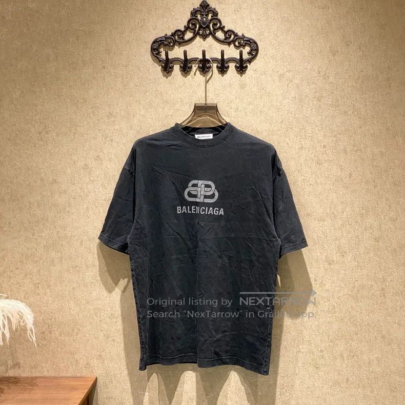 Balenciaga Balenciaga Double B Buckle Letter Logo Aged Short Sleeve Size US XS / EU 42 / 0 - 1 Thumbnail