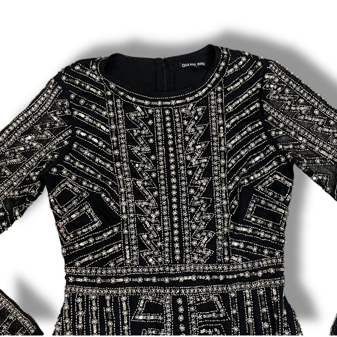 Gianni Valentino Gianni Bini Black Dani Pearl Silver Sequin Dress Size XS / US 0-2 / IT 36-38 - 11 Thumbnail