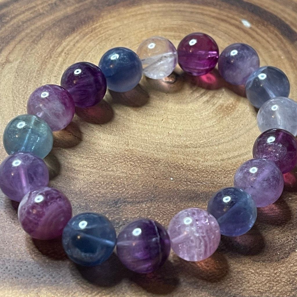 Other Fluorite bracelet striped layers rainbow colors stretch 12mm Size ONE SIZE - 2 Thumbnail