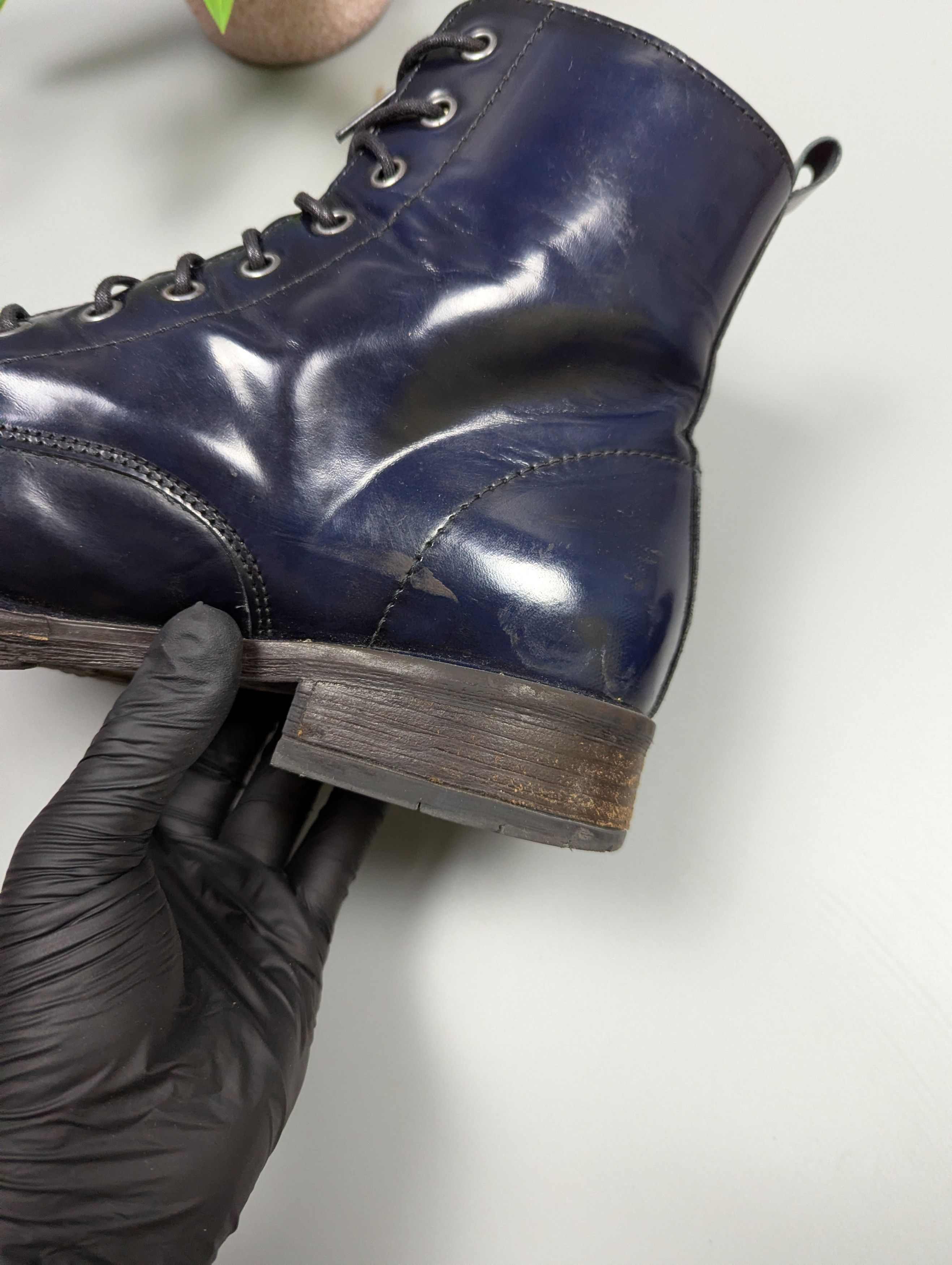 Vintage BRAKO Anatomic Navy Blue Patent Leather Lace-Up Boots Size US 9 / IT 39 - 12 Thumbnail