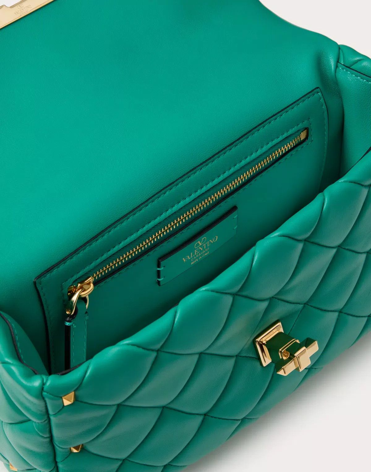 Valentino oc11z0725 Size:OS/ Spike Bag In Nappa Patchwork in Green Size ONE SIZE - 6 Thumbnail