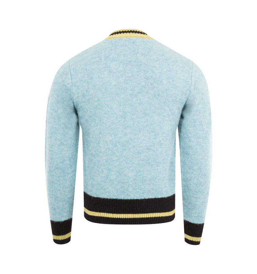 Dries Van Noten o1h1sh11224 V Neck Sweater in Light Blue Size US L / EU 52-54 / 3 - 2 Thumbnail