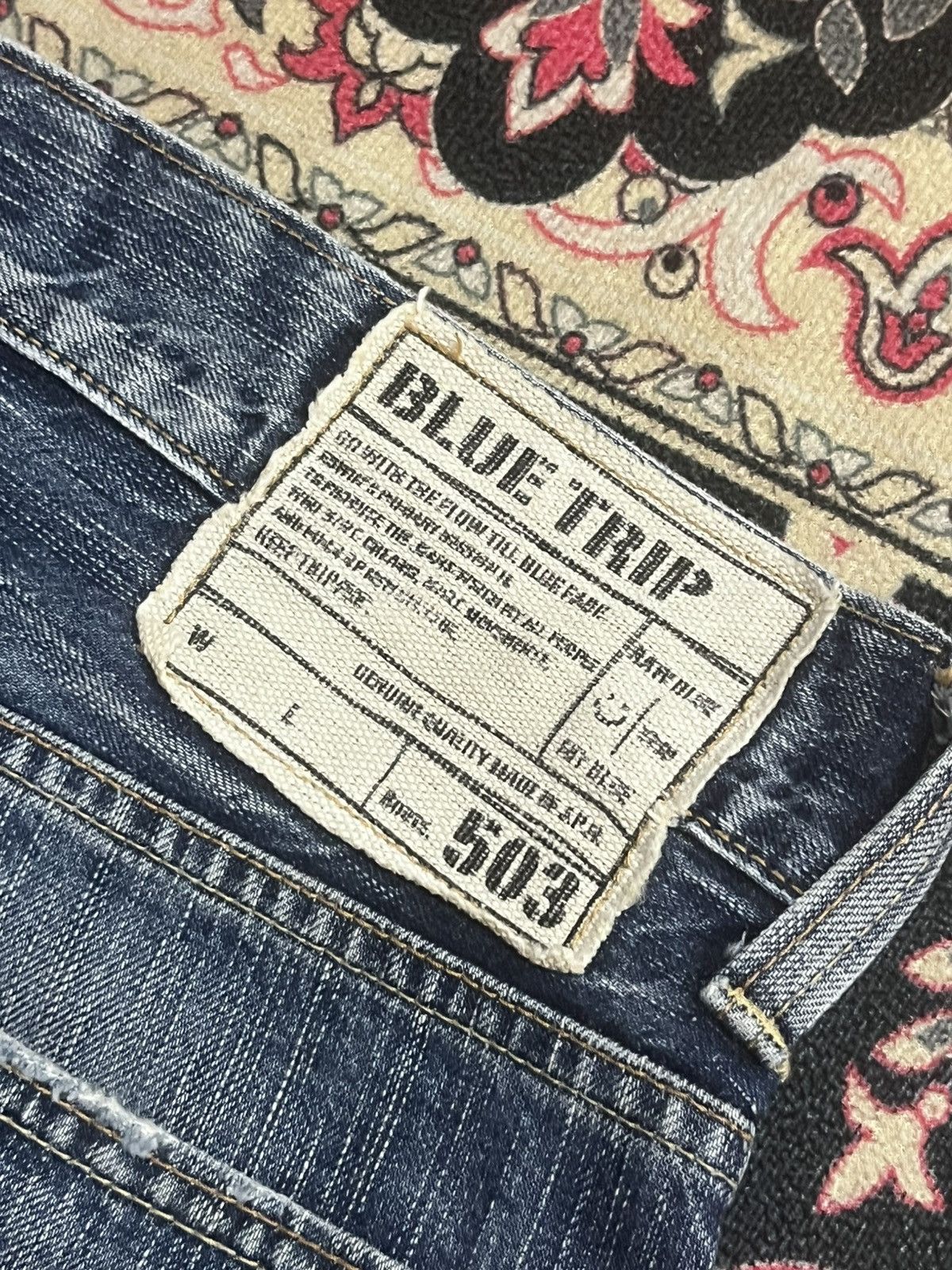 Edwin Edwin 503 Blue Trip Slashed Blue Washed Straight Leg Jeans Size US 34 / EU 50 - 8 Thumbnail