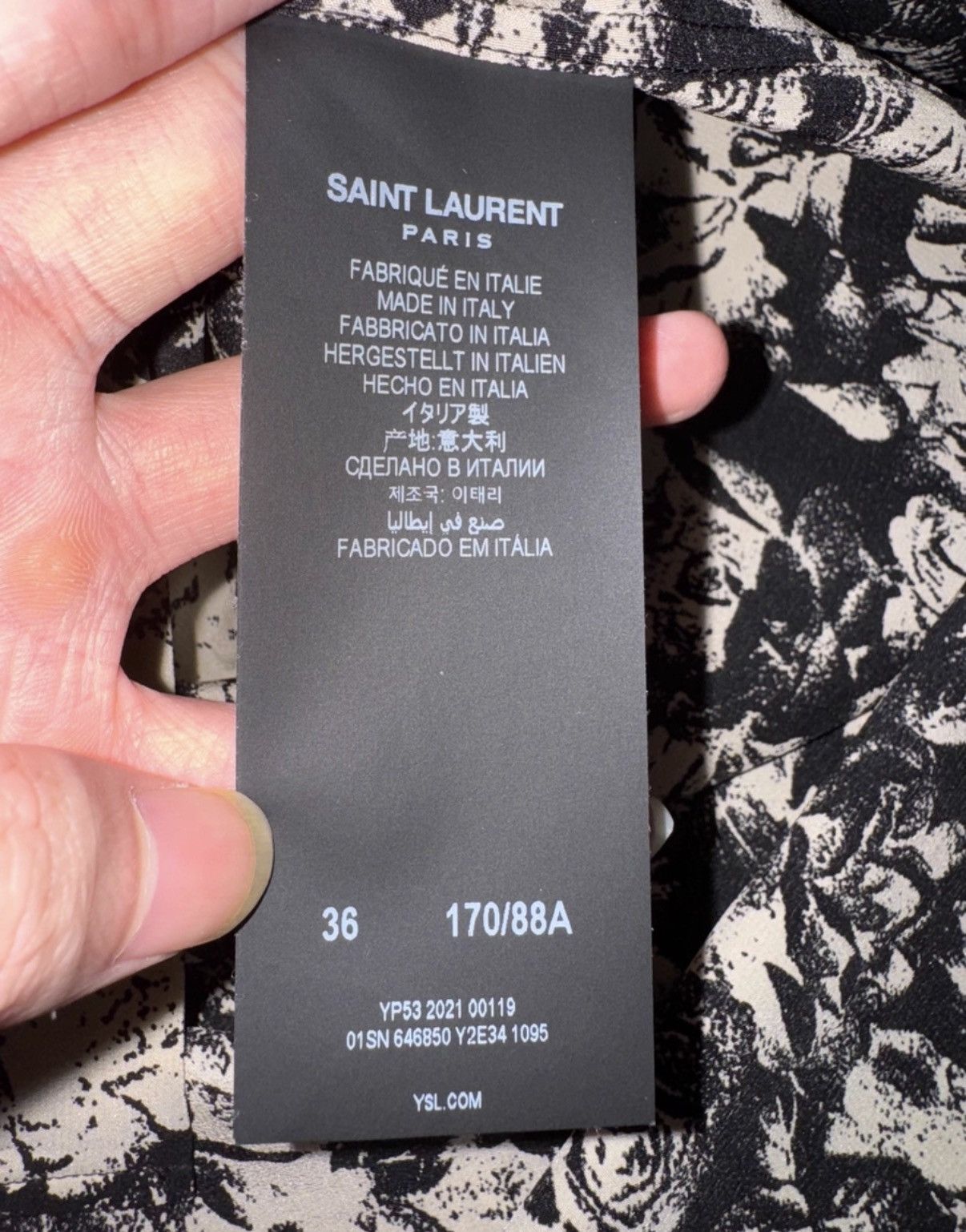 Saint Laurent Paris SLP 21FW Mulberry Silk All-Over Print French Rose Shirt Size US XS / EU 42 / 0 - 7 Thumbnail