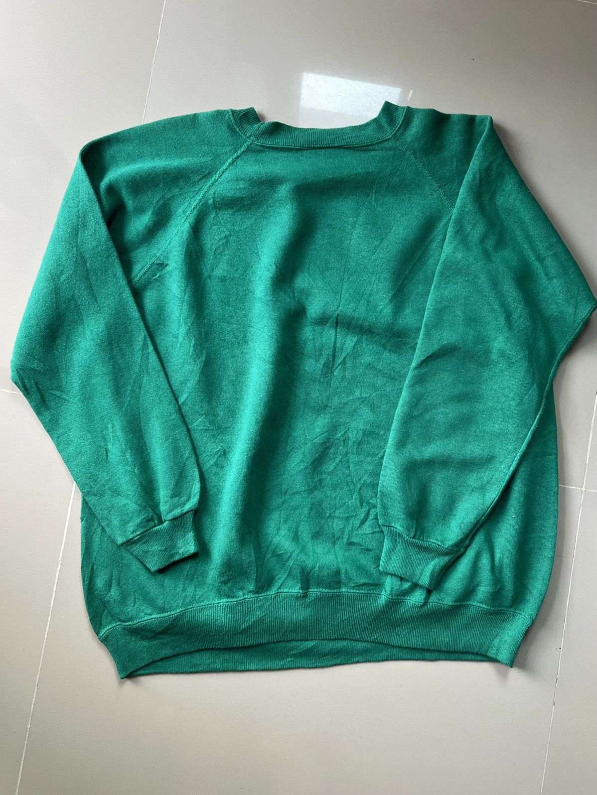 Vintage 80s Green Blank Crewneck Size US L / EU 52-54 / 3 - 7 Thumbnail