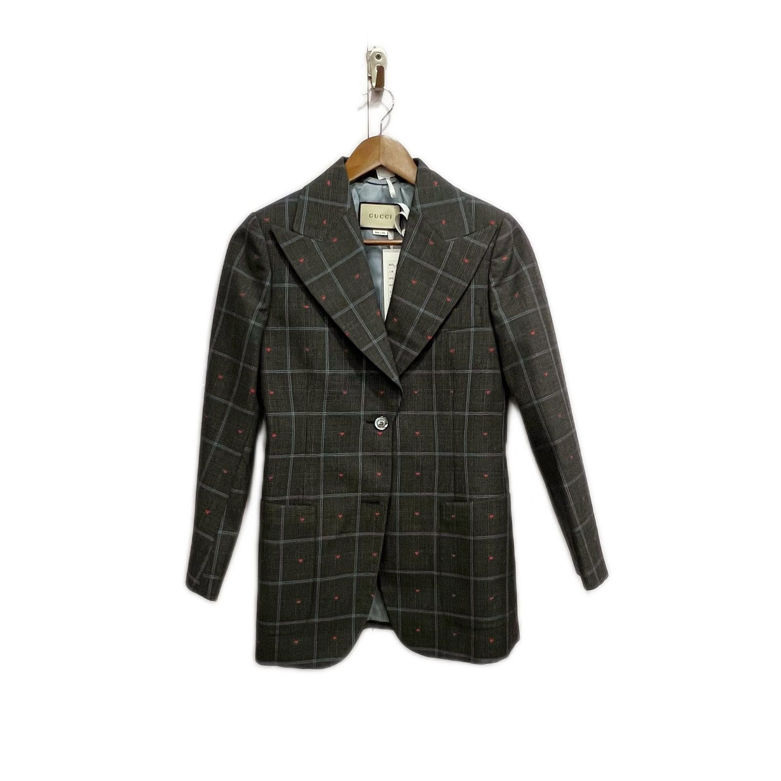 Gucci Gucci Heart Embroidered Check Blazer Size 38 Size XS / US 0-2 / IT 36-38 - 1 Thumbnail