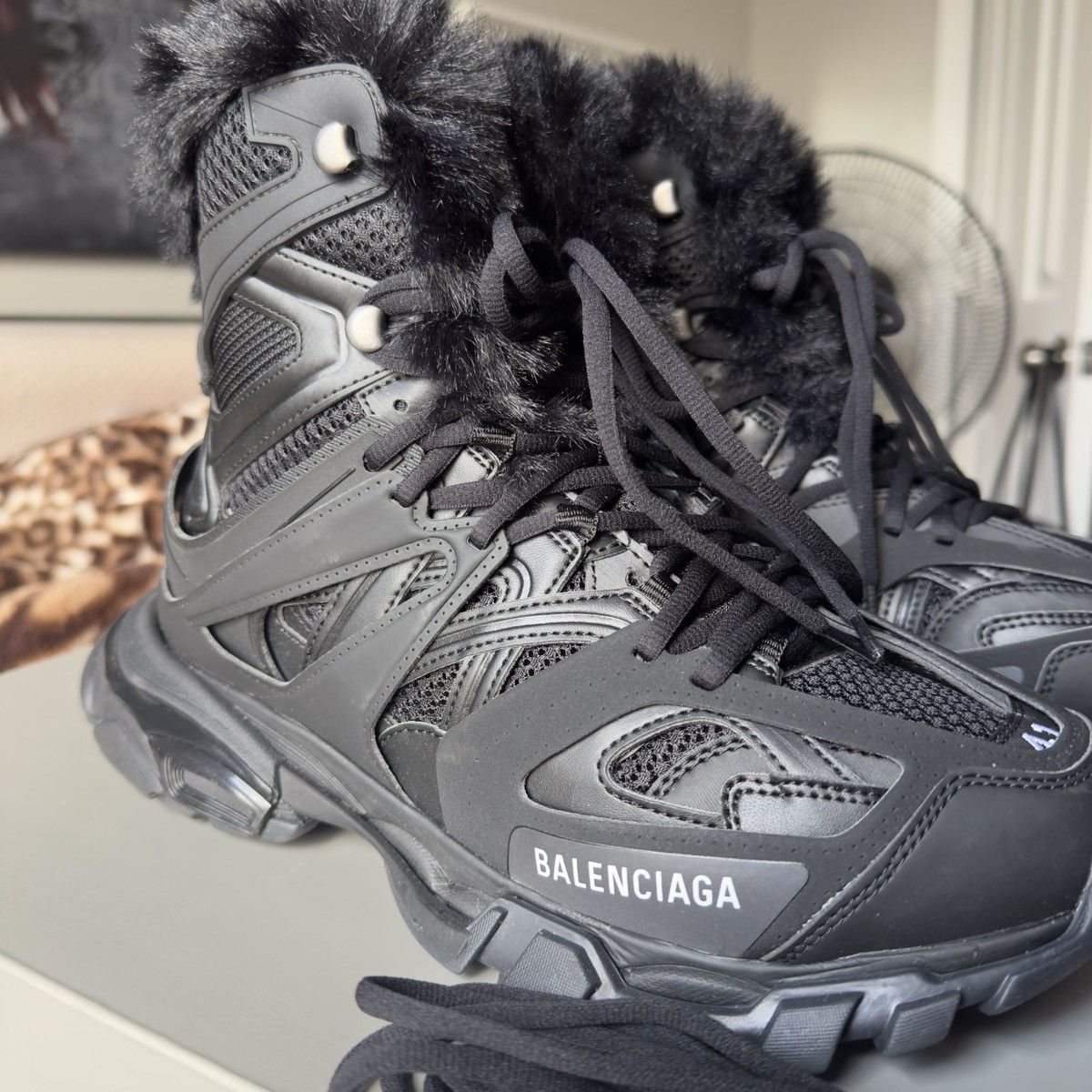 Balenciaga Track Hike Fur boots