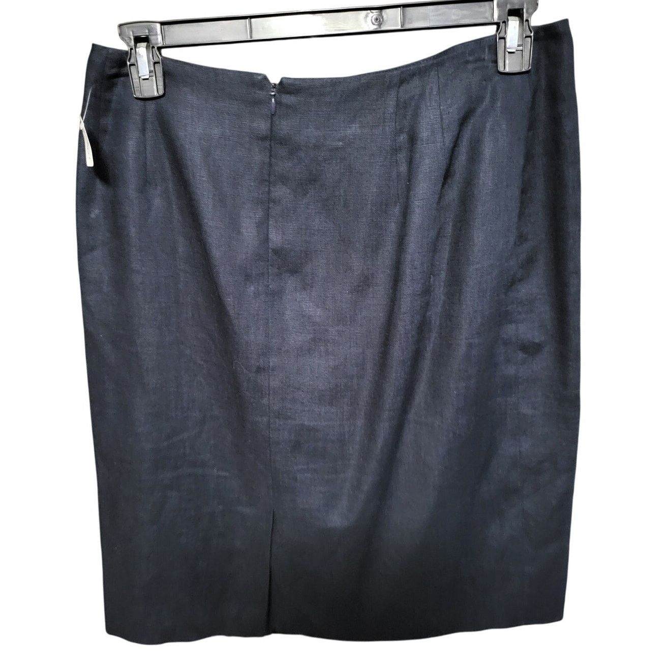 Other Valerie Stevens Pure Linen Dark Blue/Black Pencil Skirt - 14 Size 36" / US 14 / IT 50 - 2 Thumbnail