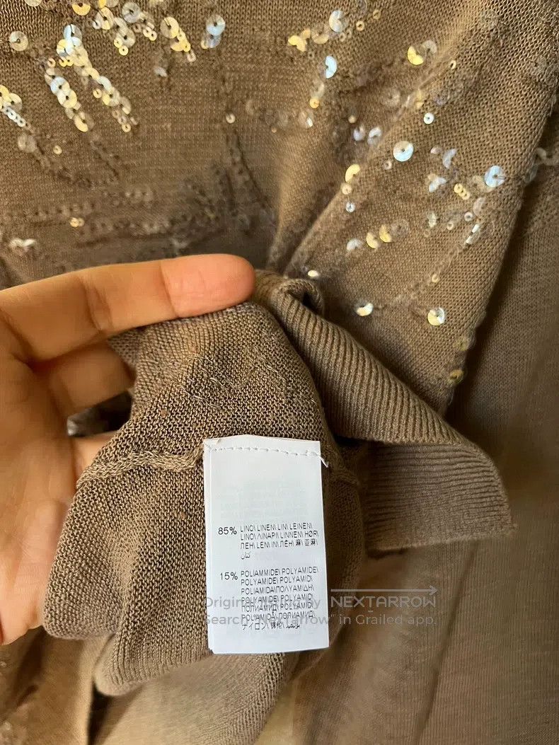 Brunello Cucinelli Brunello Cucinelli Linen embroidered sequin knit top Size XS / US 0-2 / IT 36-38 - 4 Thumbnail