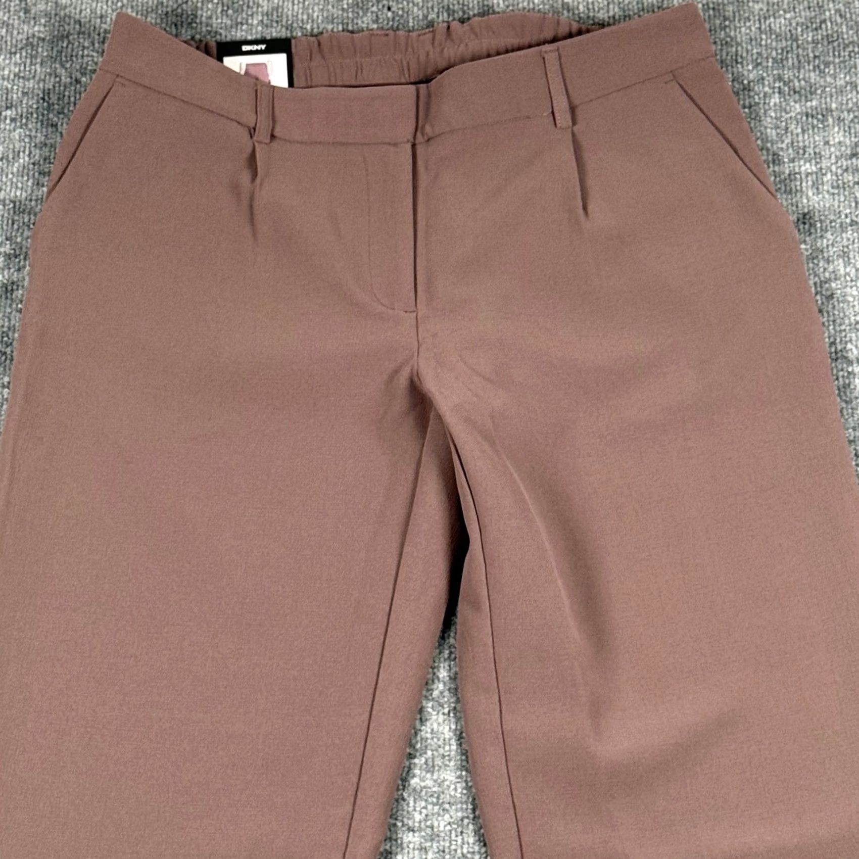 DKNY DKNY Womens 12 Wide Leg Pants Brown Elastic Waist Pleated Front Career Corpcore Dress Pants Women Regular 12 Brown Wide-Leg Workwear Casual Modern Size 34" / US 12 / IT 48 - 3 Thumbnail