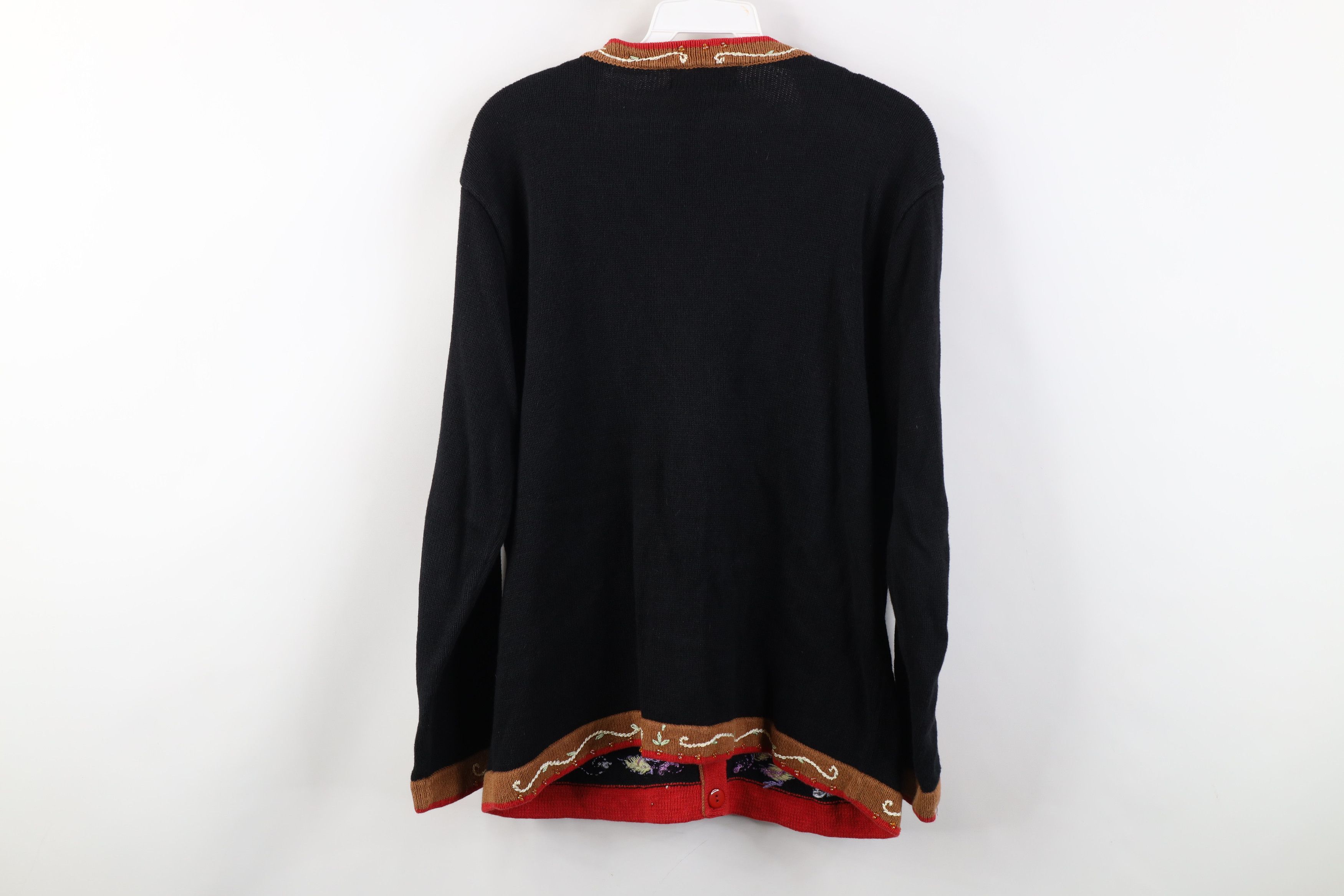 Vintage Vintage 90s Streetwear Embroidered Chicken Cardigan Sweater Size L / US 10 / IT 46 - 14 Thumbnail
