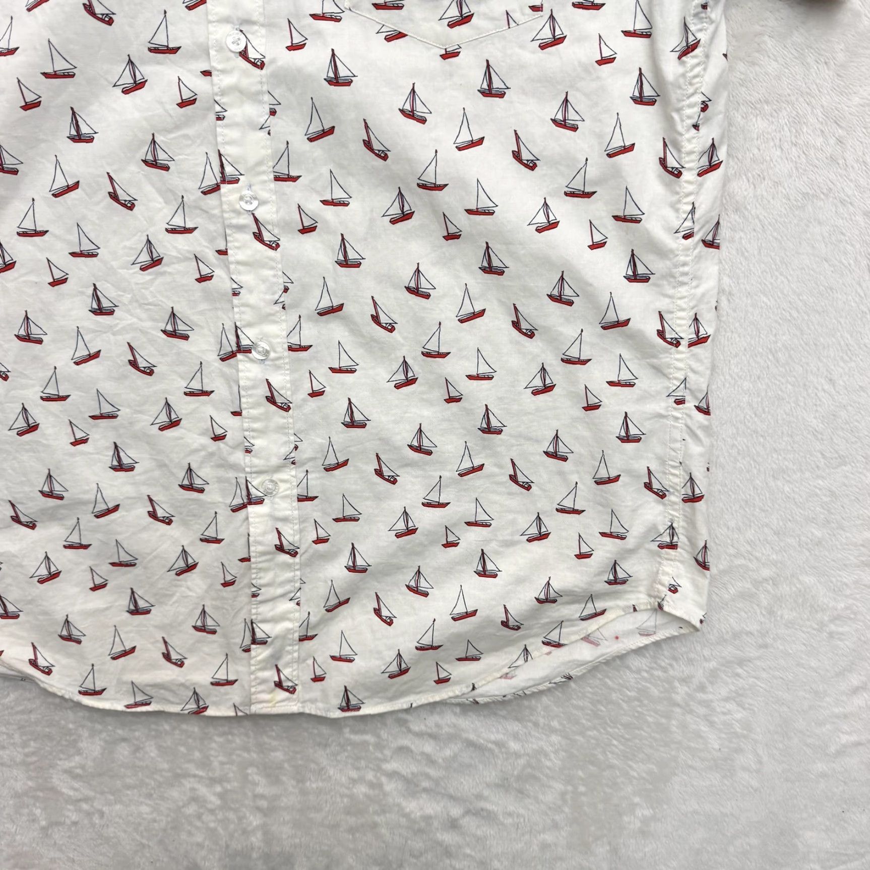 J.Crew J.Crew Shirt Mens Large White Sailboat Print Button Down Beach Nautical AOP Size US L / EU 52-54 / 3 - 4 Thumbnail