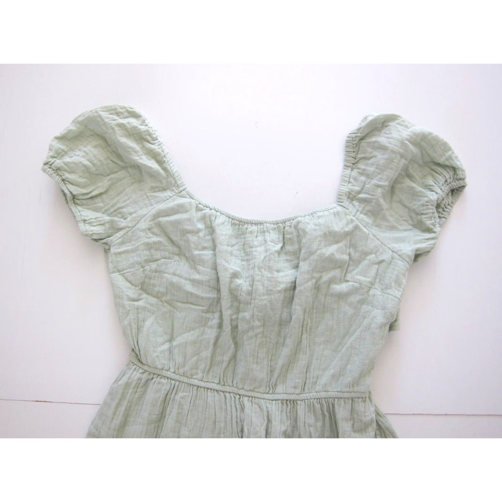 Jessica Simpson VINTAGE Jessica Simpson Cotton Mint Green Open Back Short Sleeve Cottage Sun Dress XL Size 40" / US 18 - 3 Thumbnail