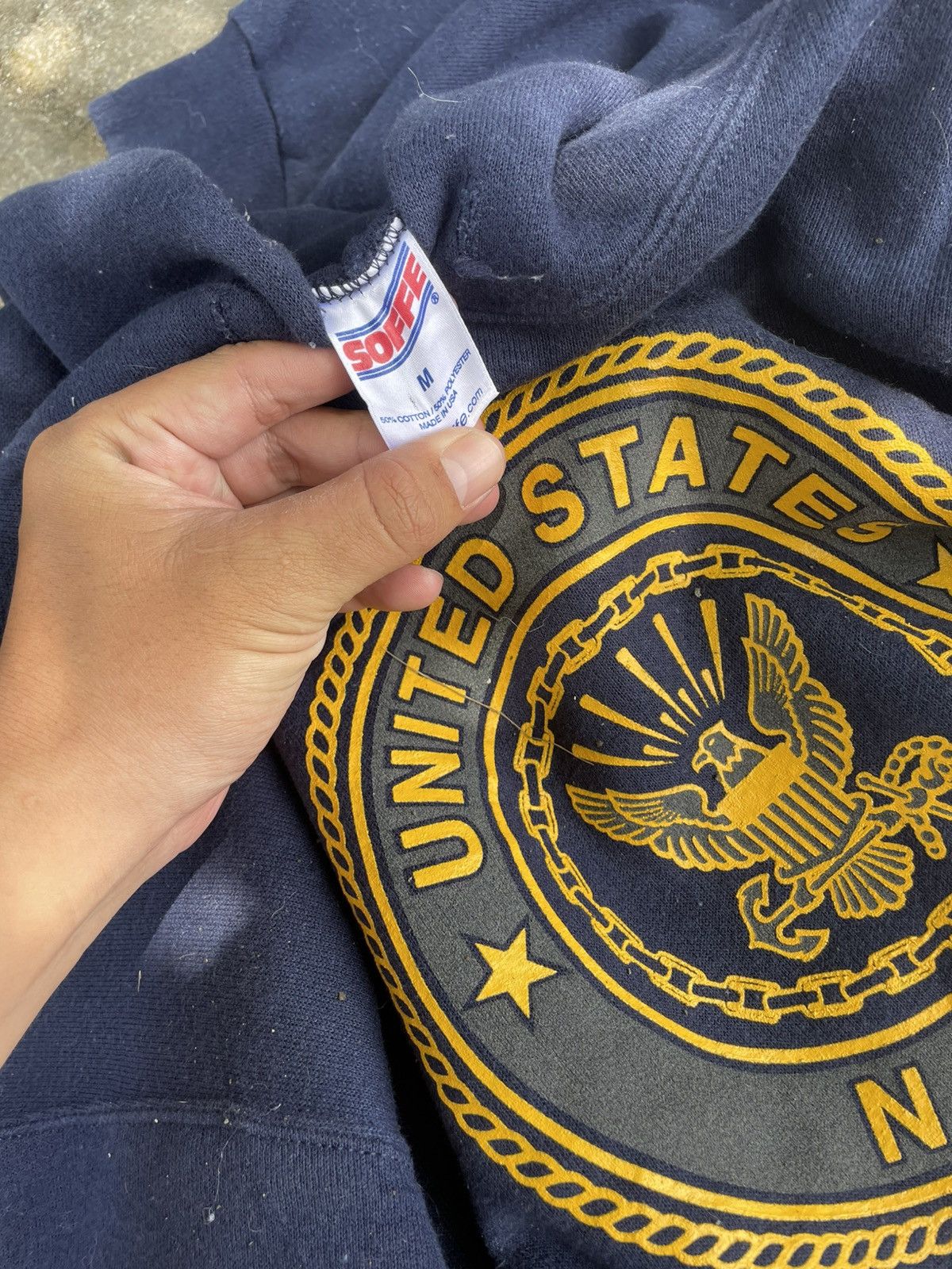 Vintage Vintage Hoodie US NAVY Size US XL / EU 56 / 4 - 4 Thumbnail