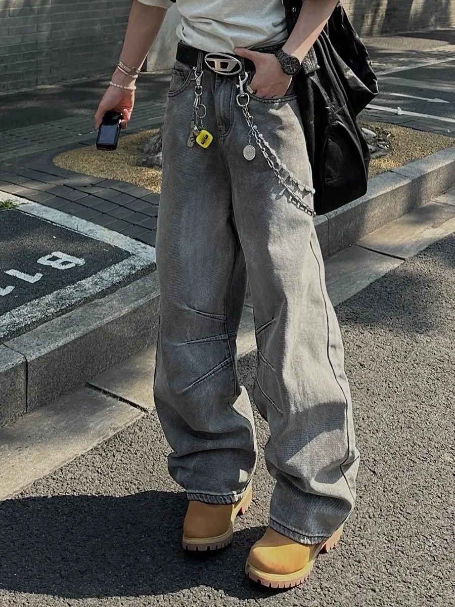 Japanese Brand × Jean Loose straight leg washed denim jeans Vintage Design Size US 32 / EU 48 - 4 Thumbnail