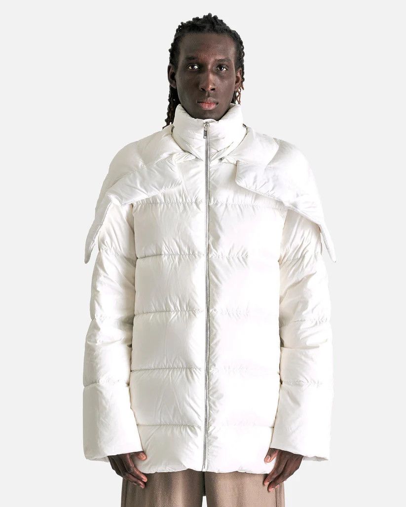 Rick Owens o1s1v1r1oon0825 Moncler Hooded Cyclopic Coat in Milk/White Size US L / EU 52-54 / 3 - 2 Thumbnail
