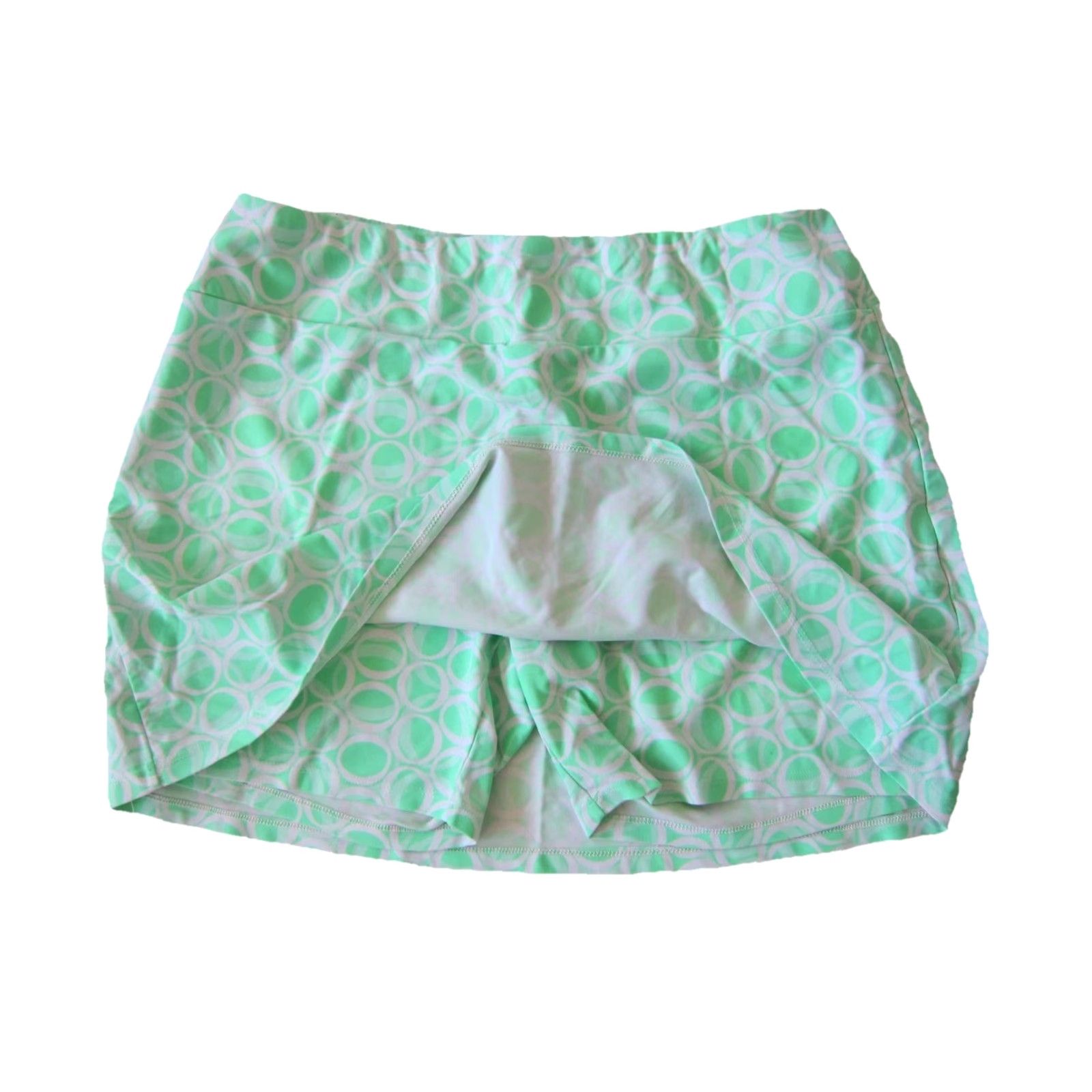 Vintage BO & NIC Green White Polka Dot Stretch Tennis Skort L Women Activewear Short Skirt Built In Shorts Size 36" / US 14 / IT 50 - 8 Thumbnail