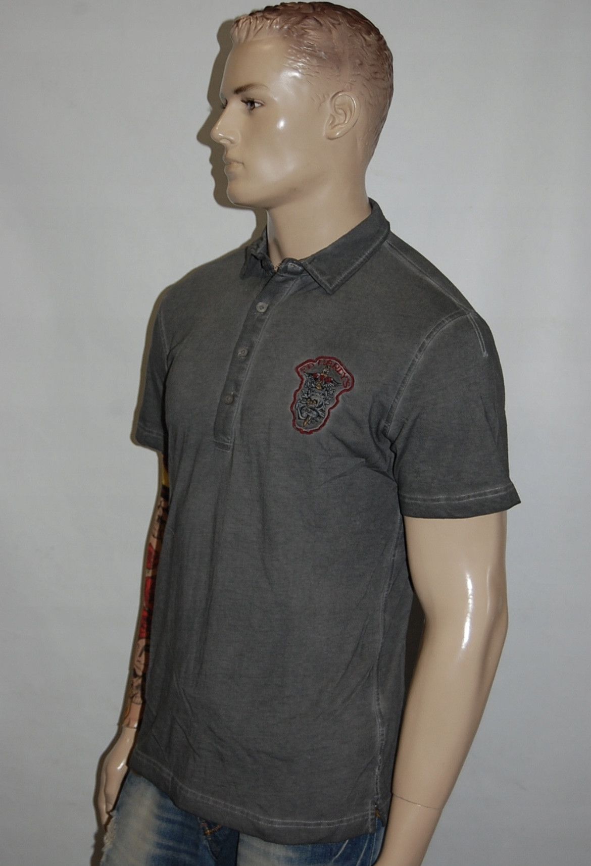 Ed Hardy Y2K ED HARDY CHRISTIAN AUDIGIER PUNK DO OR DIE POLO GRAY Size US M / EU 48-50 / 2 - 7 Thumbnail