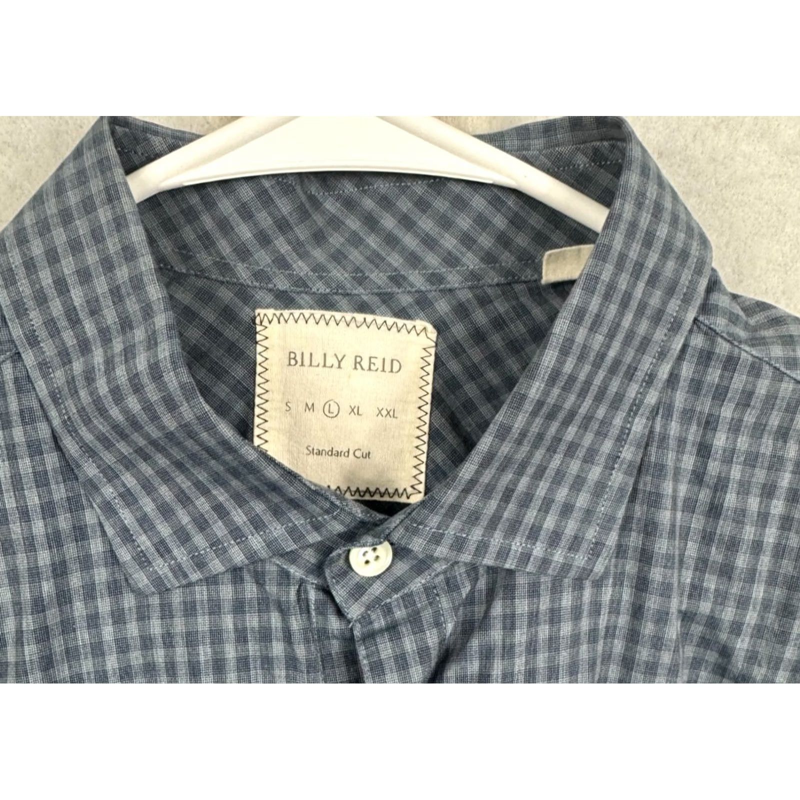 Billy Reid Billy Reid Shirt Mens L Blue Italy Men Standard Cut Dress Button Check Pocket Size 42R - 2 Thumbnail