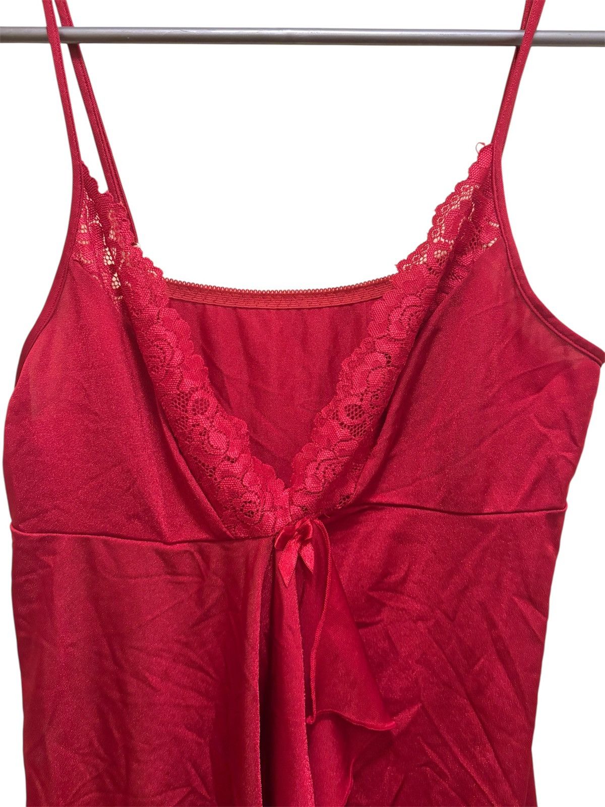 Vintage Vintage 90s Sorella Red Sexy Lingerie Nightgown Mini Dress Size S / US 4 / IT 40 - 3 Thumbnail