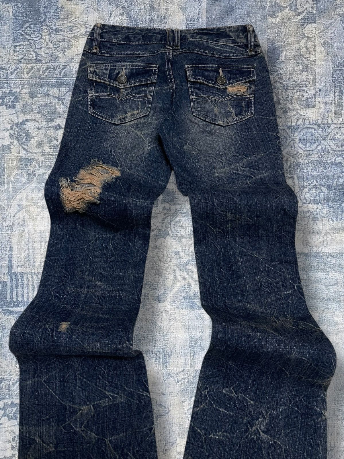 Tornado Mart Vintage 1990s Og Designer Nylaus Japan Flared Mudwash Denim Size US 26 / EU 42 - 11 Thumbnail