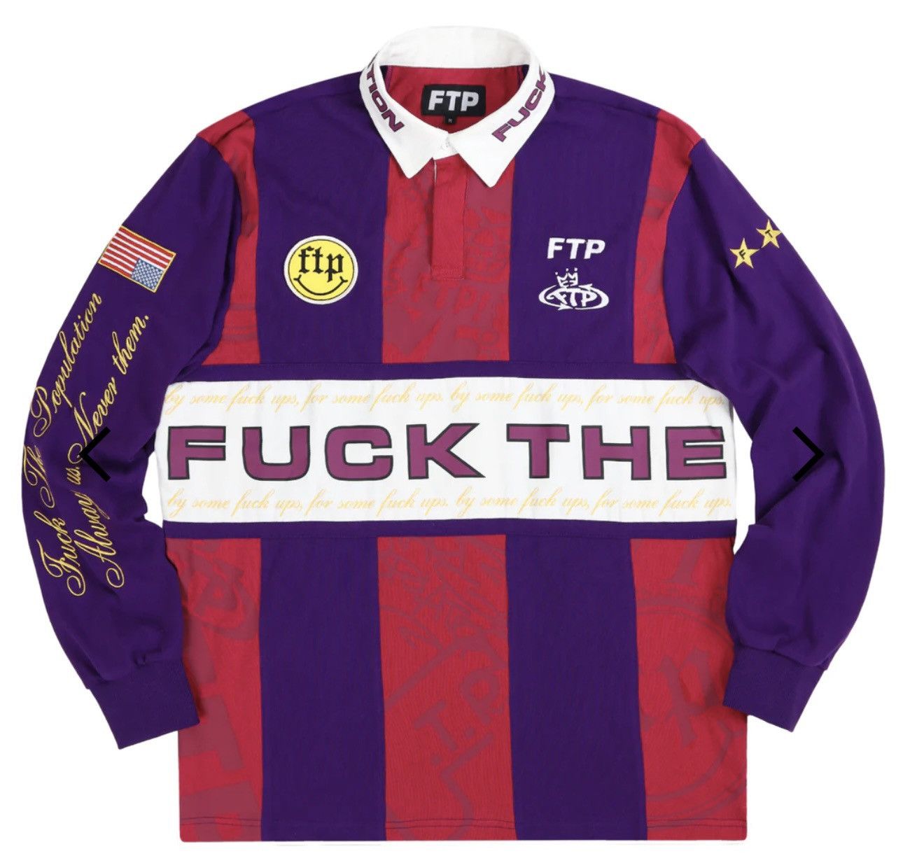 Image of Fuck The Population Souvenir Rugby Jersey in Purple, Men's (Size 2XL)