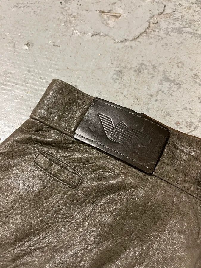 Armani × Vintage AW1986 Giorgio Armani Brown Relaxed Leather Italian Pants Size US 30 / EU 46 - 6 Thumbnail