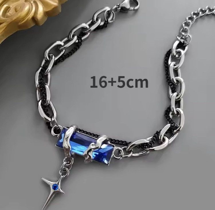 Jewelry Layered Cross Charm Bracelet For Men Women in Blue