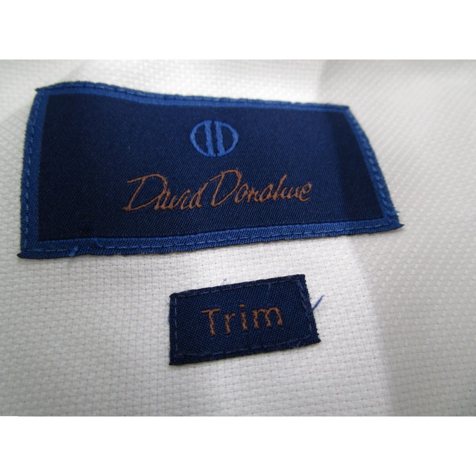 David Donahue David Donahue Dress Shirt Men 16 34 Slim Fit White Long Sleeve Button Up Dobby Work Size 34R - 3 Thumbnail