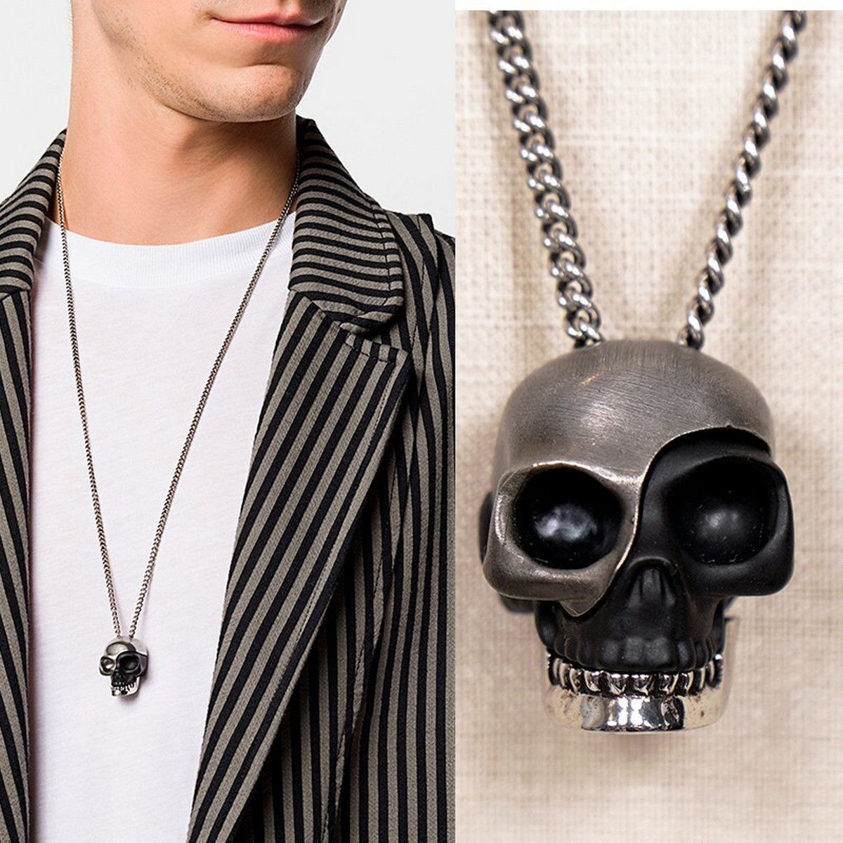 Alexander McQueen ALEXANDER MCQUEEN split skull silver tone pendant necklace Size ONE SIZE - 3 Thumbnail
