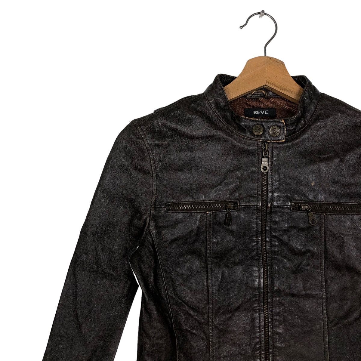 Japanese Brand 🔥90’s Vintage Cropped Biker Leather Jacket Reve Japan Made Size M / US 6-8 / IT 42-44 - 5 Thumbnail