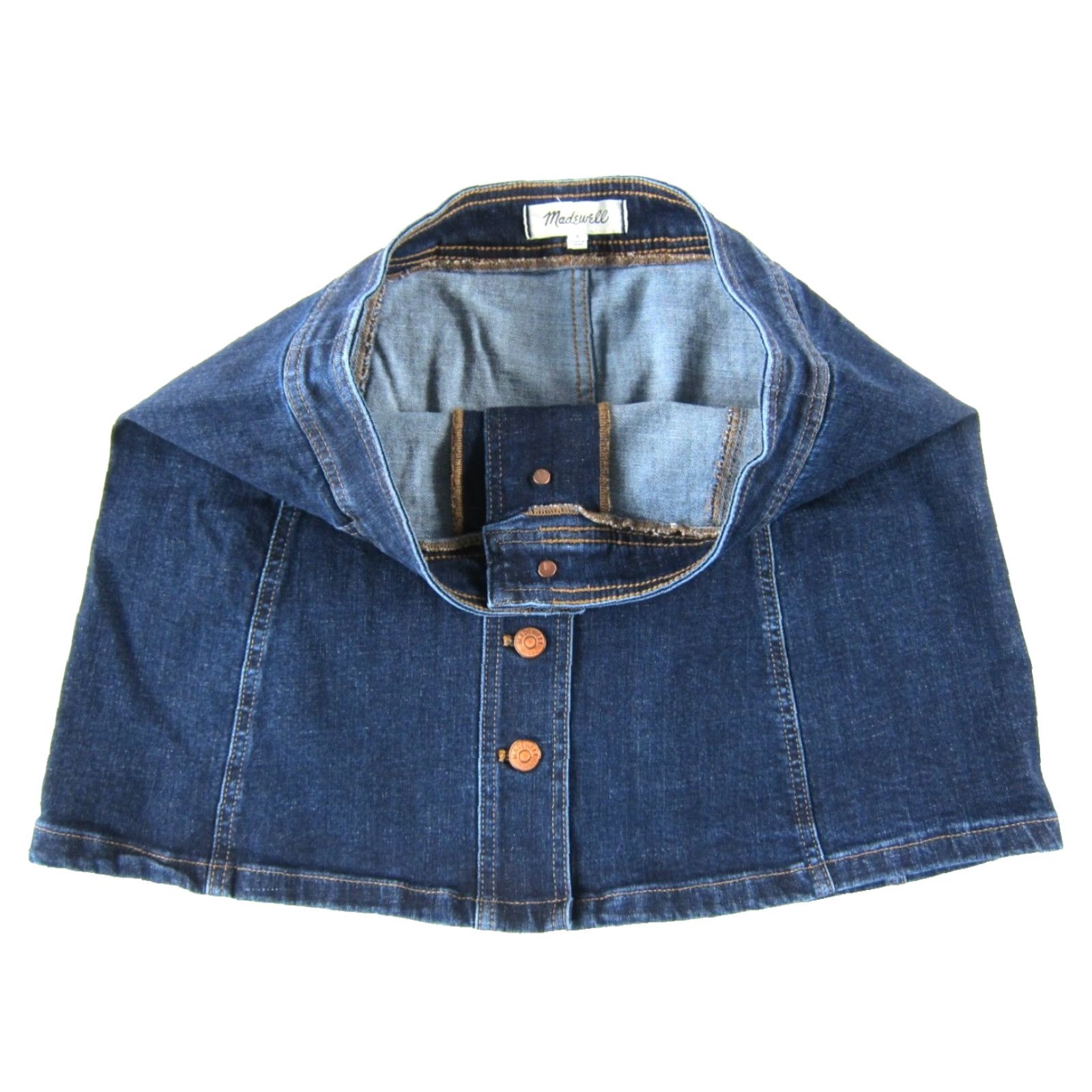 Madewell Madewell Denim Skirt Women 6 A-Line Dark Wash Cotton Denim Button Short Blue 6 Women Skirt Size 28" / US 6 / IT 42 - 4 Thumbnail