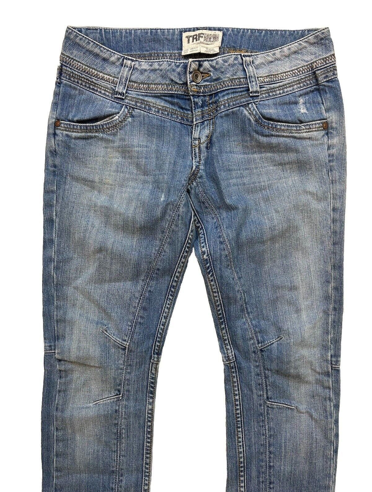 Designer Vintage Y2K Blue Jeans TRF Denim Skinny Low rise Panel Sz 4 Size 27" / US 4 / IT 40 - 3 Thumbnail