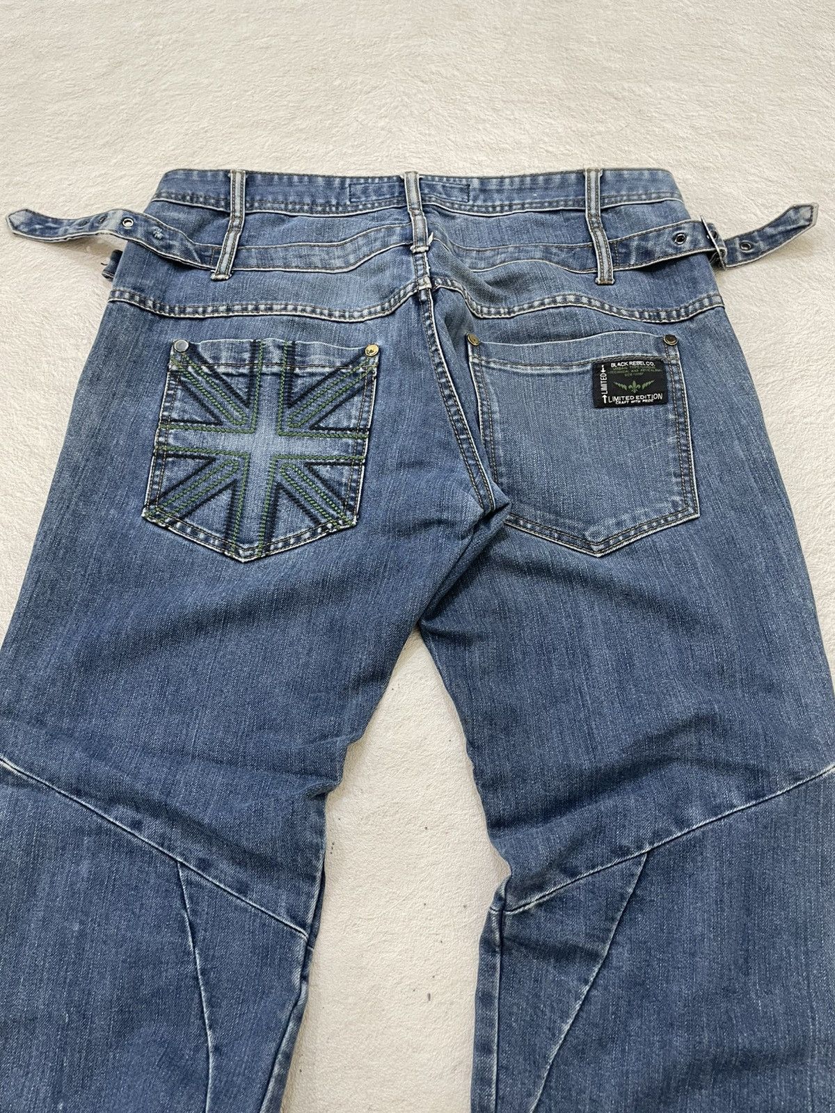 2000s Black Label Double Waist Denim Embroidered Y2K Japan