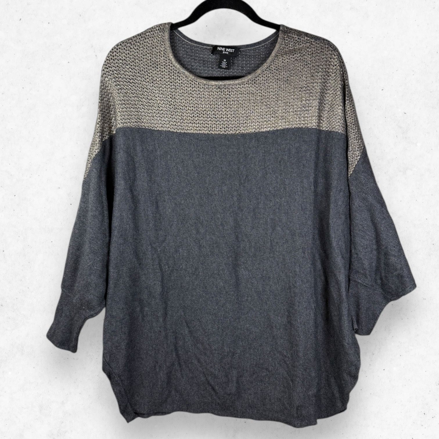 Nine West Nine West Jeans Batwing Top Women's M 3/4 Sleeve 2 Tone Gray Size M / US 6-8 / IT 42-44 - 1 Thumbnail