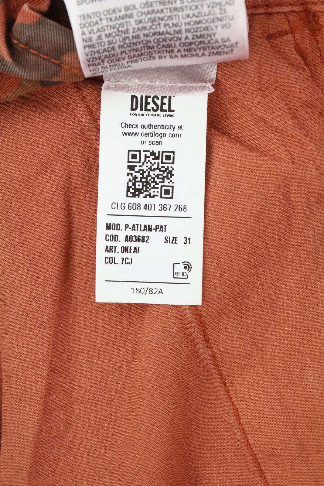 Diesel P-ATLAN-PAT W31 Orange Camouflage Multi-Pocket 85385 Size US 31 - 12 Thumbnail