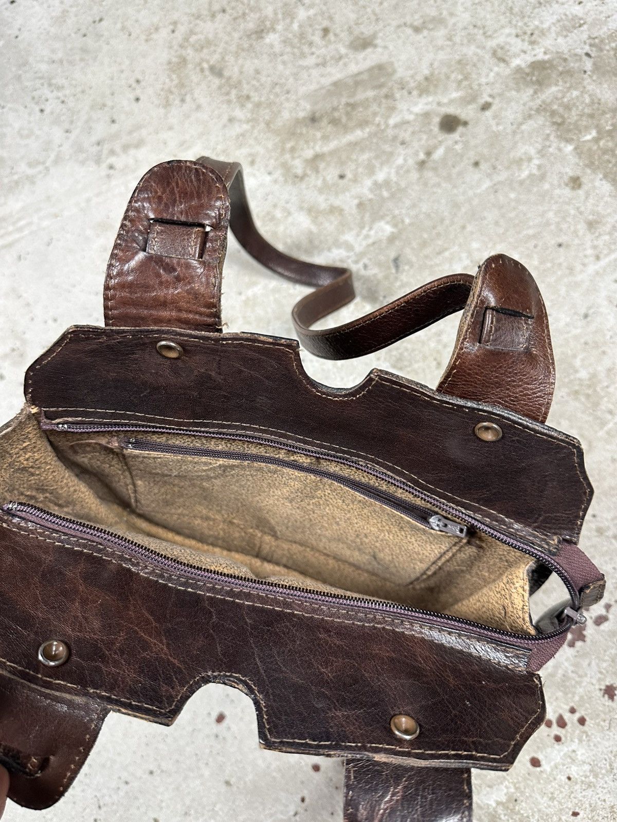 Vintage Vintage 90s Brown Utility Genuine Leather Hand Bag rare usa Size ONE SIZE - 17 Thumbnail
