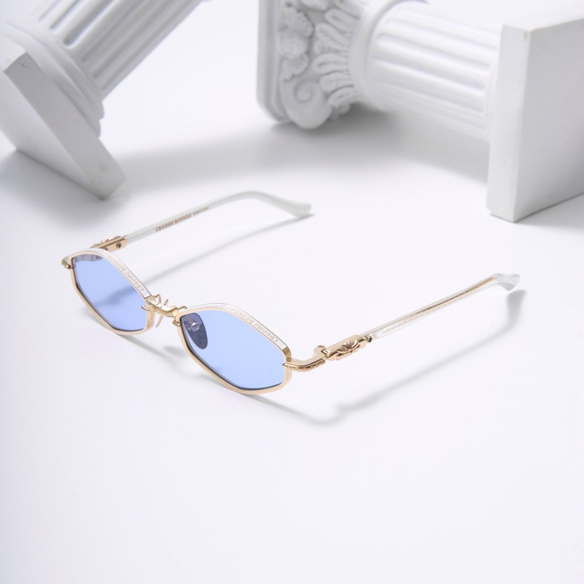 Chrome Hearts CHROME HEARTS NIP SLIP MATTE GOLD PLATED - WHITE SUNGLASSES Size ONE SIZE - 1 Thumbnail