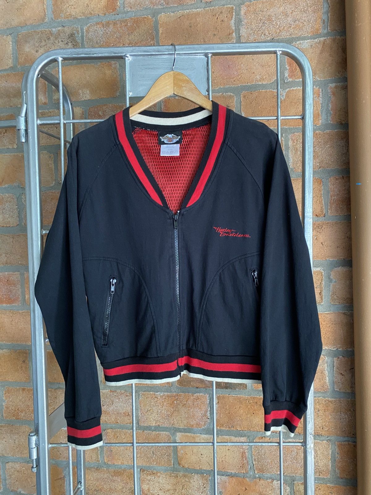Harley Davidson HARLEY-DAVIDSON Black Zip-Up Jacket with Red Stripes Size M / US 6-8 / IT 42-44 - 2 Thumbnail