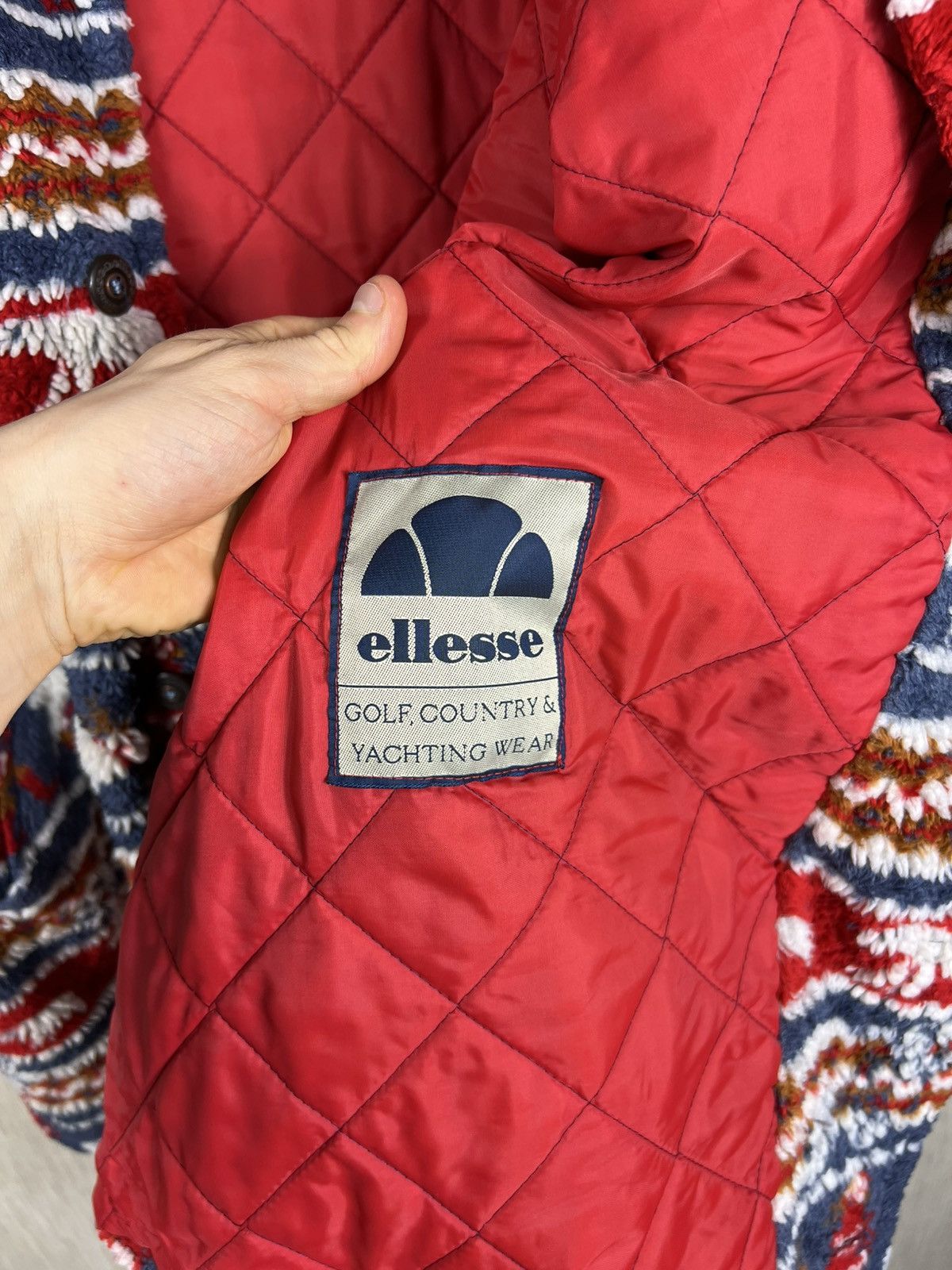 Ellesse Vintage Ellesse full print patterned sherpa coat jacket Size US L / EU 52-54 / 3 - 19 Thumbnail