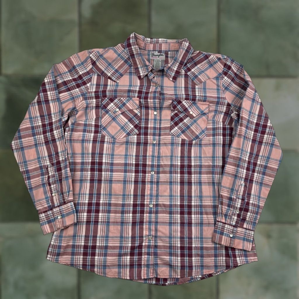 Wrangler Vintage Wrangler Cowgirl Shirt Women XL Pink Red Plaid Western Y2K Pearl Snap Size XL / US 12-14 / IT 48-50 - 1 Thumbnail
