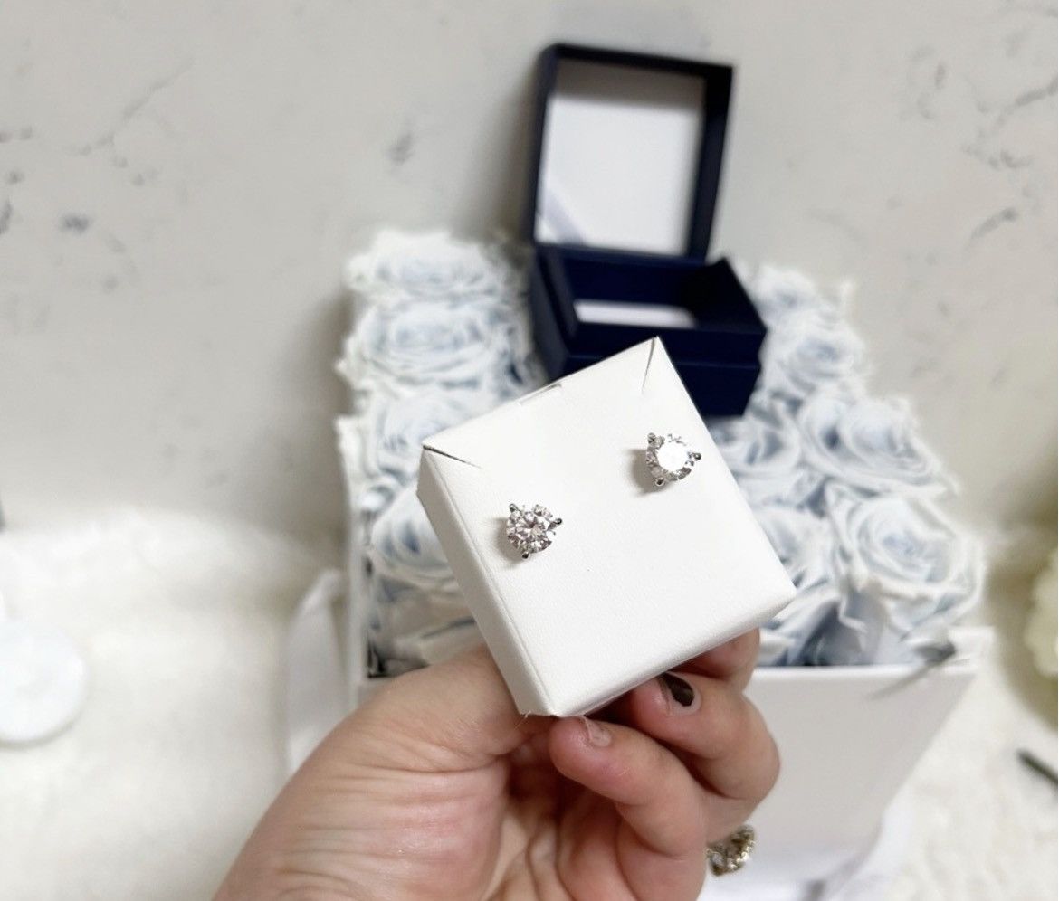 Jewelry Authentic Moissonite & Sterling White Gold Plated Earrings Size ONE SIZE - 3 Thumbnail