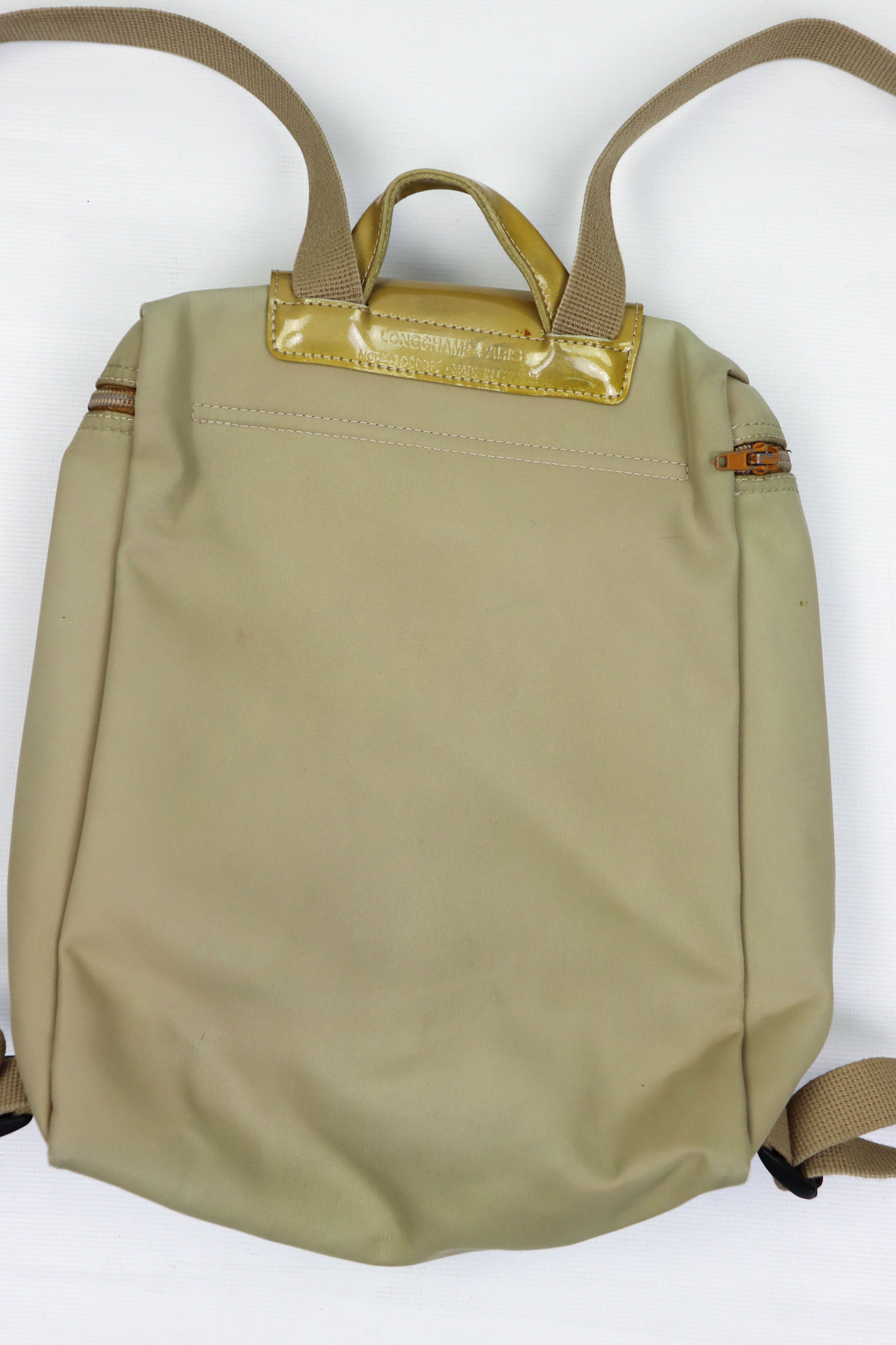 Longchamp Longchamp Paris Vintage 90s Beige Nylon Small Backpack Bag Size ONE SIZE - 11 Thumbnail