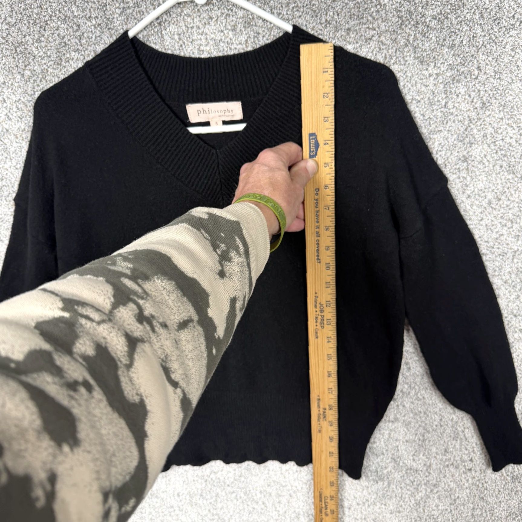 Vintage Philosophy Sweater Women S Black V-Neck Ribbed Knit Pullover Grunge Gothic Layering Knit Shirt Size S / US 4 / IT 40 - 2 Thumbnail