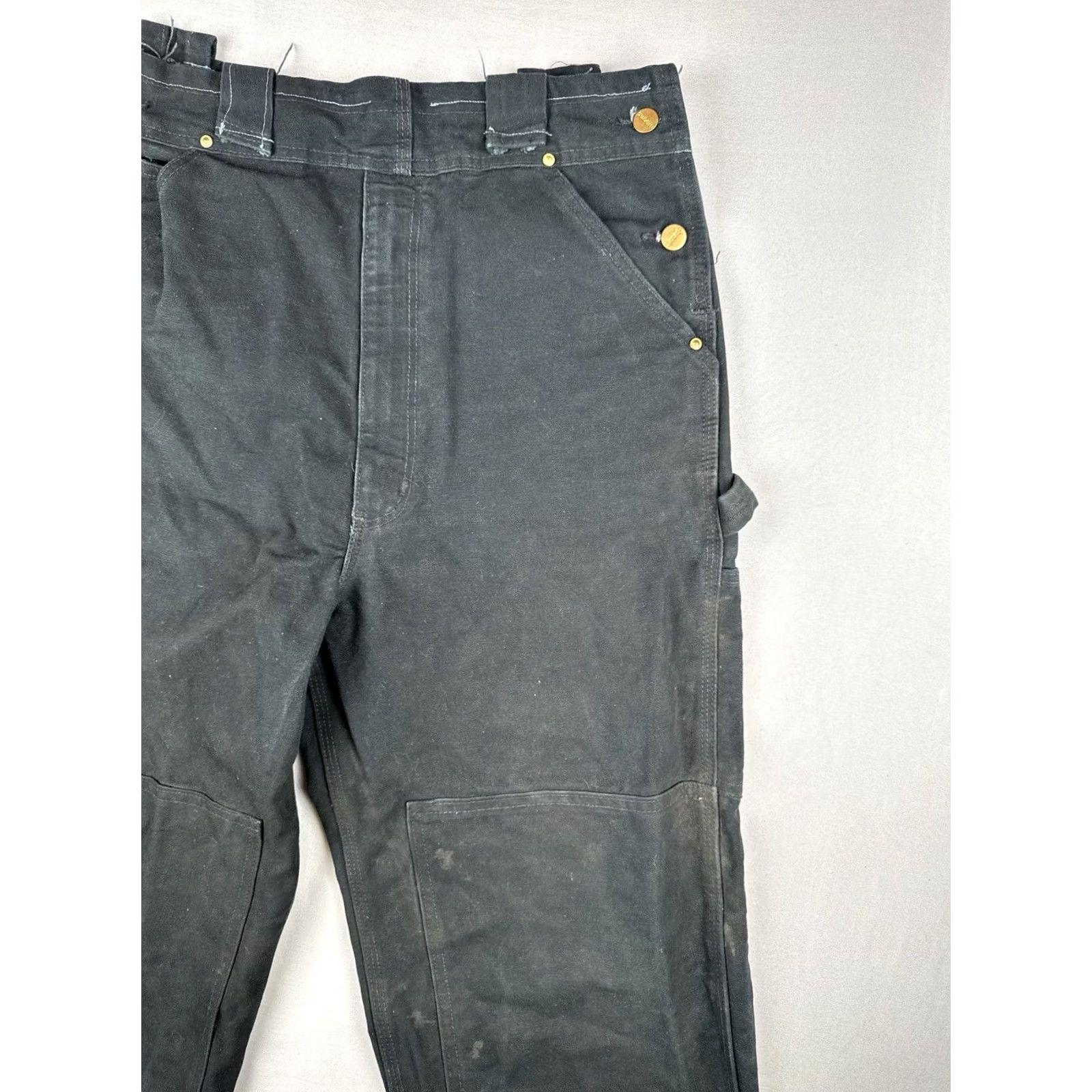 Carhartt Carhartt Reworked Double Knee Pants 33x33 - Black Canvas Workwear Distressed 90s USA Mens Carpenter Size US 32 / EU 48 - 5 Thumbnail